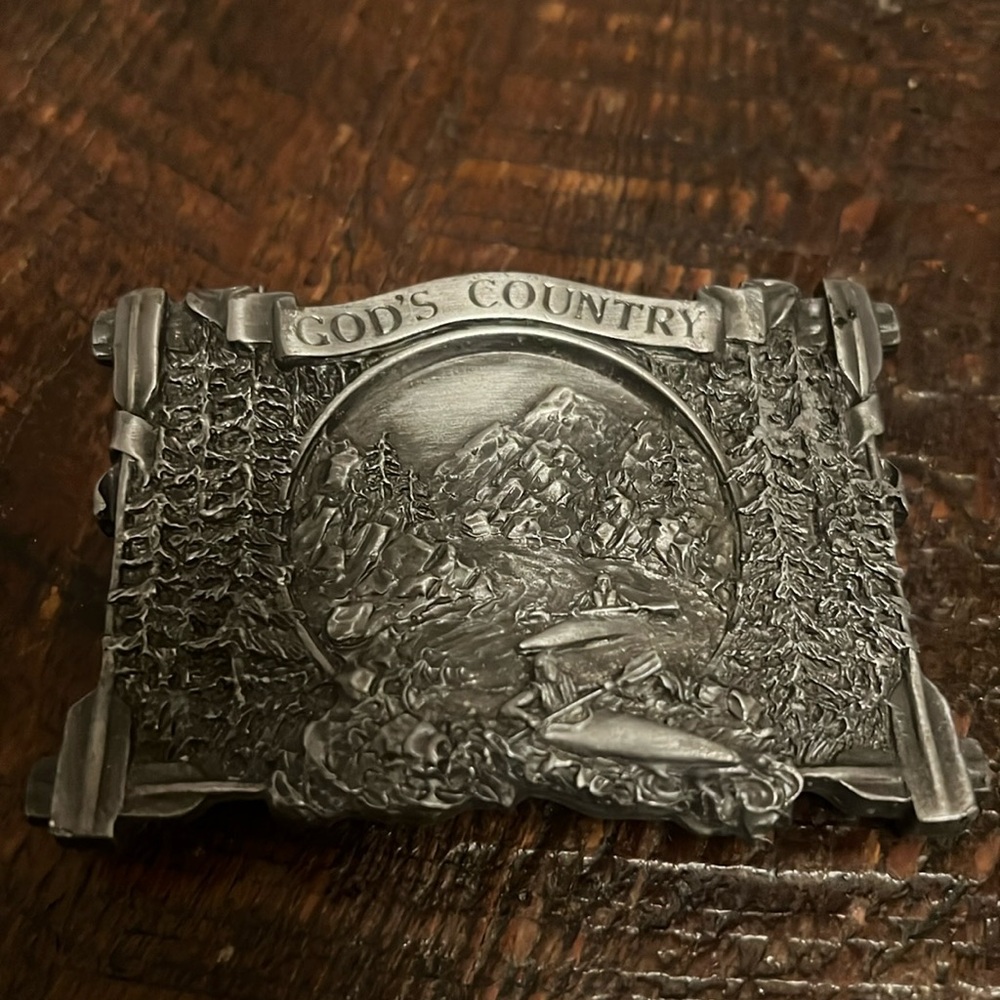 Vintage God’s Country Brass Belt Buckle or Decor